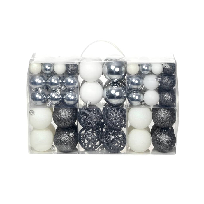 Set globuri de Crăciun 100 de piese, 3/4/6 cm, alb/gri - WALTI WALTI