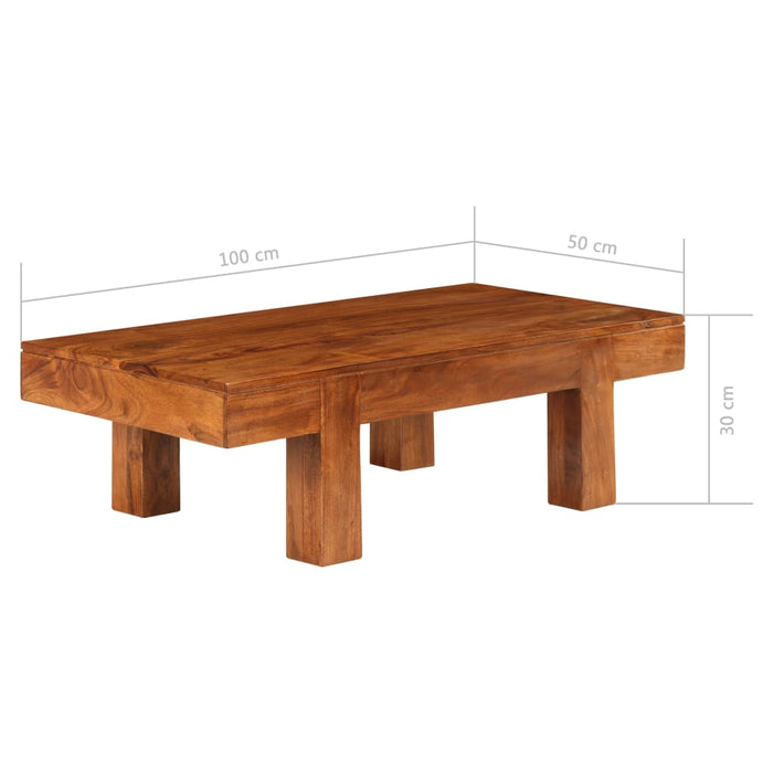 Masă de cafea lemn masiv acaciacu finisaj tip miere 100x50x30cm - WALTI WALTI