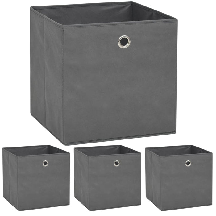Cutii de depozitare, 4 buc, material nețesut, 32x32x32 cm, Gri - WALTI WALTI