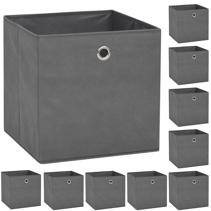 Cutii de depozitare, 10 buc, material nețesut, 32x32x32 cm, Gri - WALTI WALTI