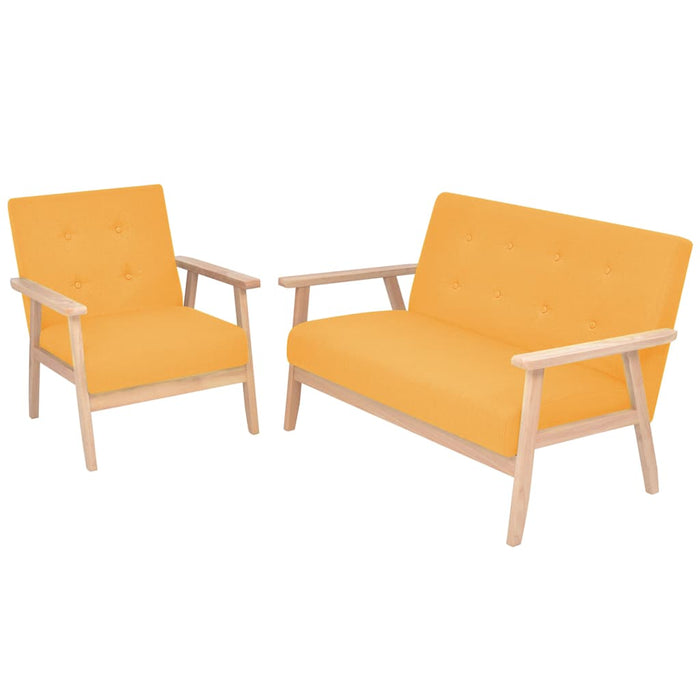 Set cu canapea, 2 piese, material textil, galben - WALTI WALTI