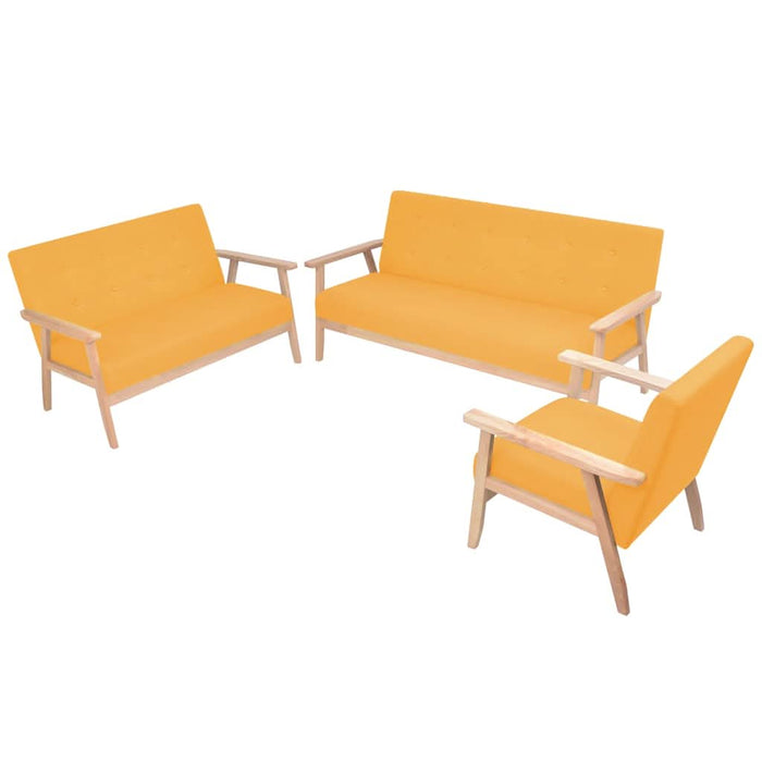 Set canapea din 3 piese, material textil, galben - WALTI WALTI