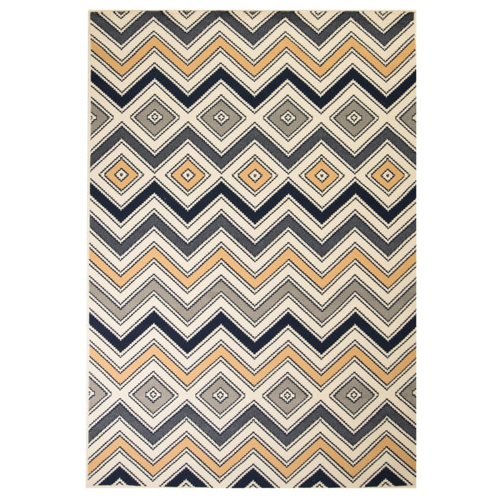 Covor modern, design zigzag, 80 x 150 cm, maro/negru/albastru WALTI