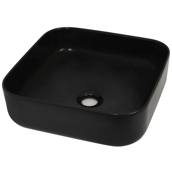 Chiuvetă de baie din ceramică, pătrată, negru, 38x38x13,5 cm - WALTI WALTI