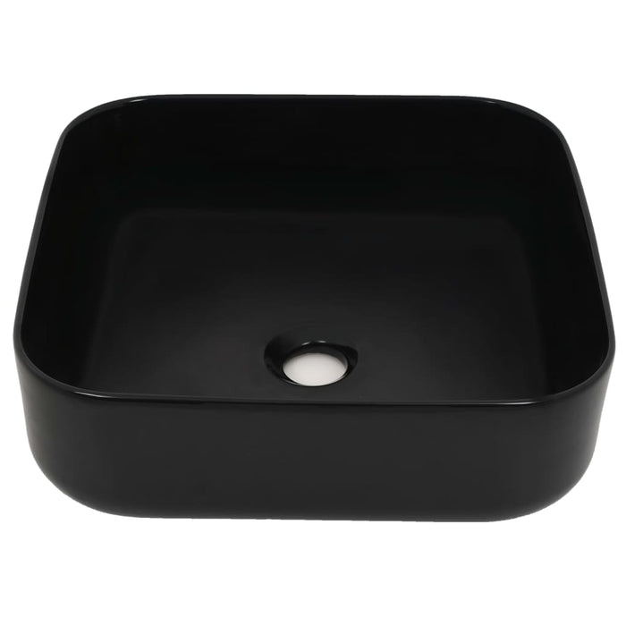 Chiuvetă de baie din ceramică, pătrată, negru, 38x38x13,5 cm - WALTI WALTI