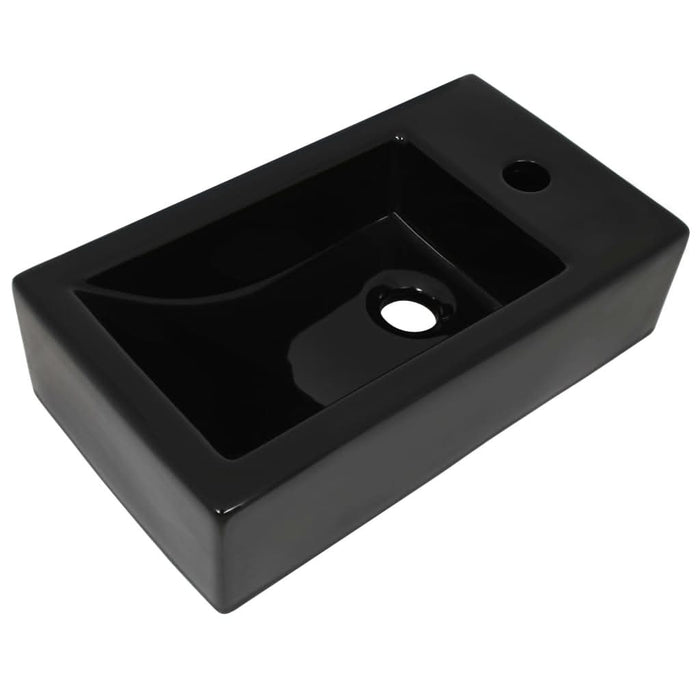 Chiuvetă cu orificiu robinet, negru, 46x25,5x12, ceramică - WALTI WALTI