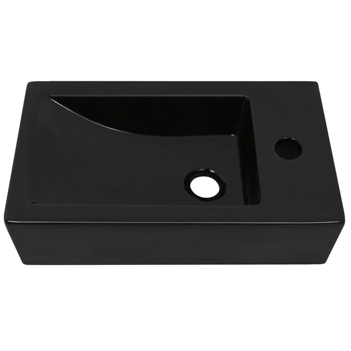 Chiuvetă cu orificiu robinet, negru, 46x25,5x12, ceramică - WALTI WALTI
