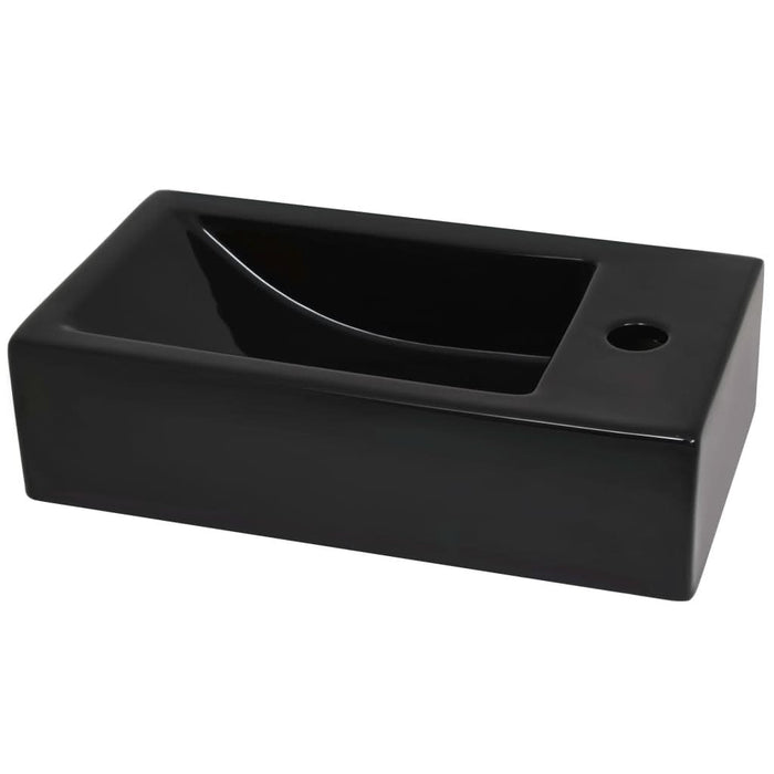 Chiuvetă cu orificiu robinet, negru, 46x25,5x12, ceramică - WALTI WALTI