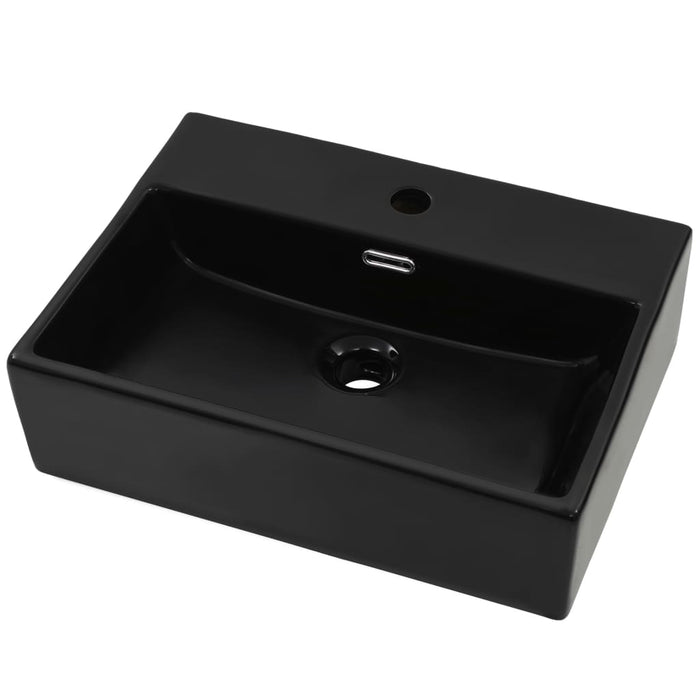 Chiuvetă cu orificiu robinet, ceramică, 51,5x38,5x15 cm, negru - WALTI WALTI