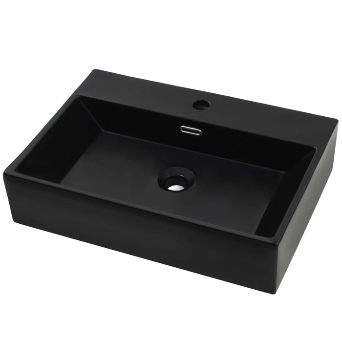 Bazin cu orificiu robinet ceramică, 60,5x42,5x14,5 cm, negru - WALTI WALTI