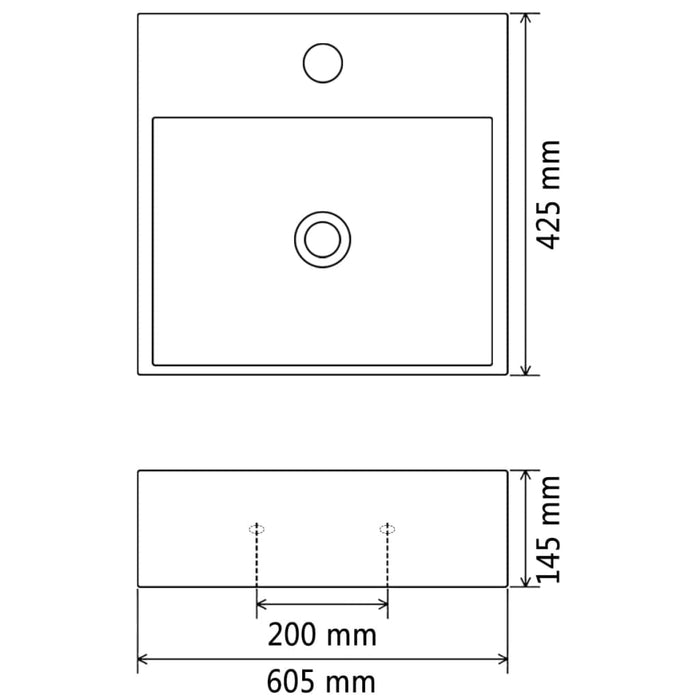 Bazin cu orificiu robinet ceramică, 60,5x42,5x14,5 cm, negru - WALTI WALTI