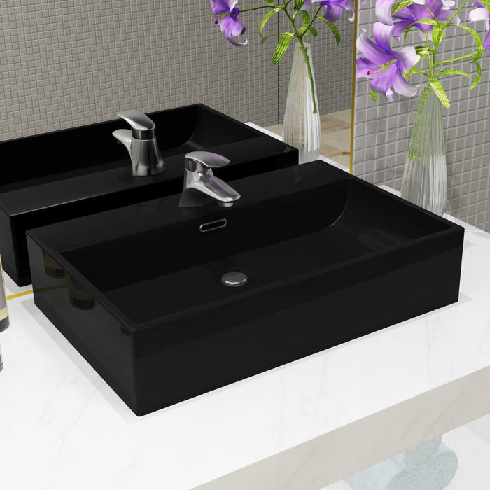 Bazin cu orificiu robinet ceramică, 60,5x42,5x14,5 cm, negru - WALTI WALTI