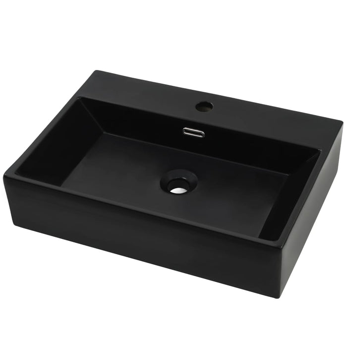 Chiuvetă baie, orificiu robinet, ceramică 76x42,5x14,5 cm negru - WALTI WALTI