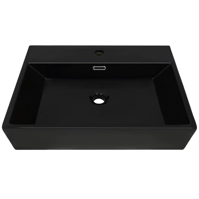 Chiuvetă baie, orificiu robinet, ceramică 76x42,5x14,5 cm negru - WALTI WALTI