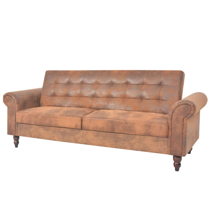 Canapea extensibilă cu cotiere/2 locuri, maro, velur artificial WALTI