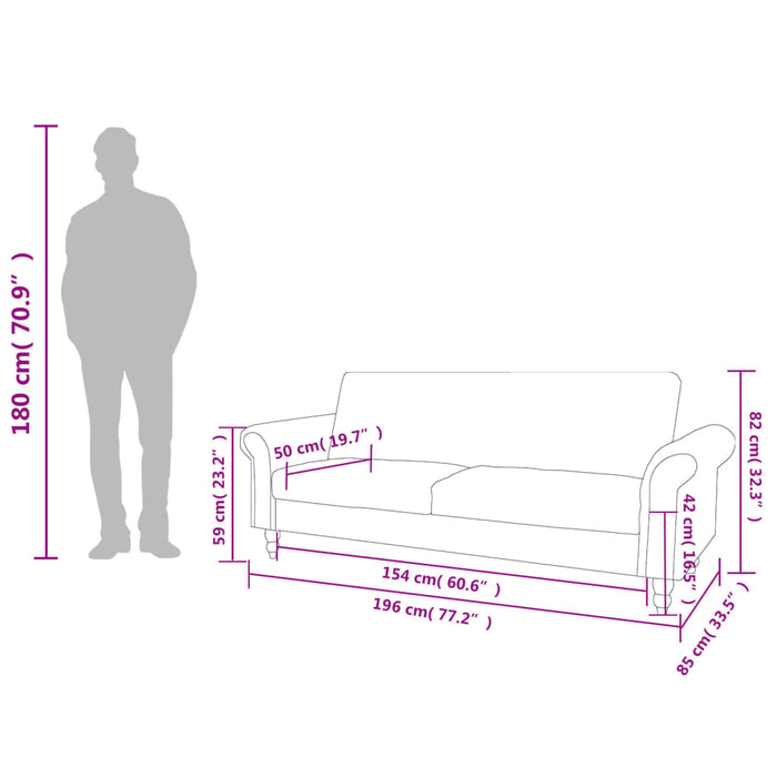 Canapea extensibilă cu cotiere/2 locuri, maro, velur artificial WALTI