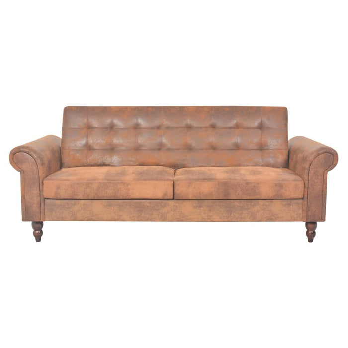 Canapea extensibilă cu cotiere/2 locuri, maro, velur artificial WALTI