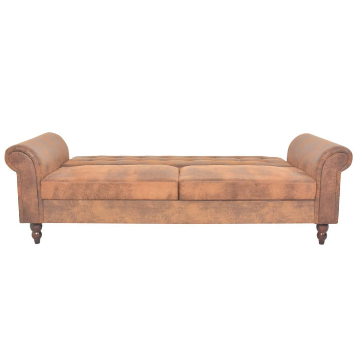 Canapea extensibilă cu cotiere/2 locuri, maro, velur artificial WALTI