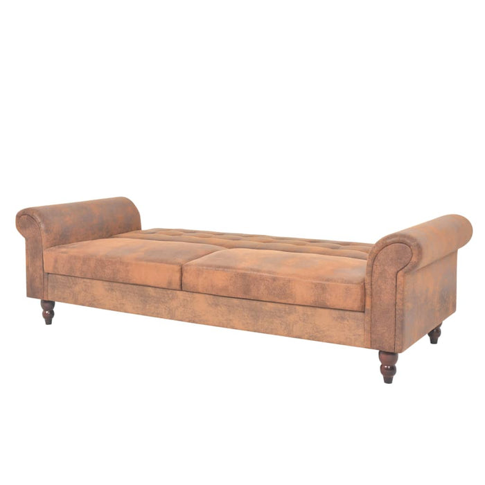 Canapea extensibilă cu cotiere/2 locuri, maro, velur artificial WALTI