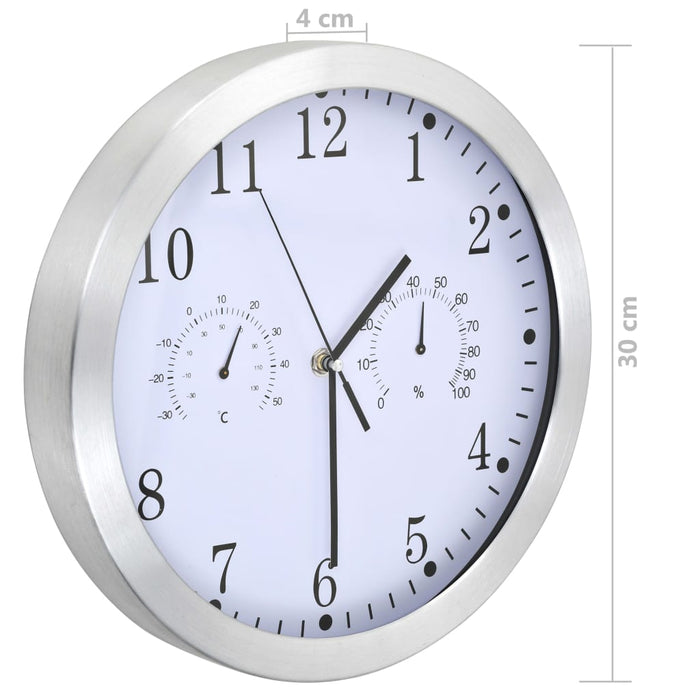 Ceas perete, mecanism cuarț, higrometru/termometru, alb, 30 cm - WALTI WALTI