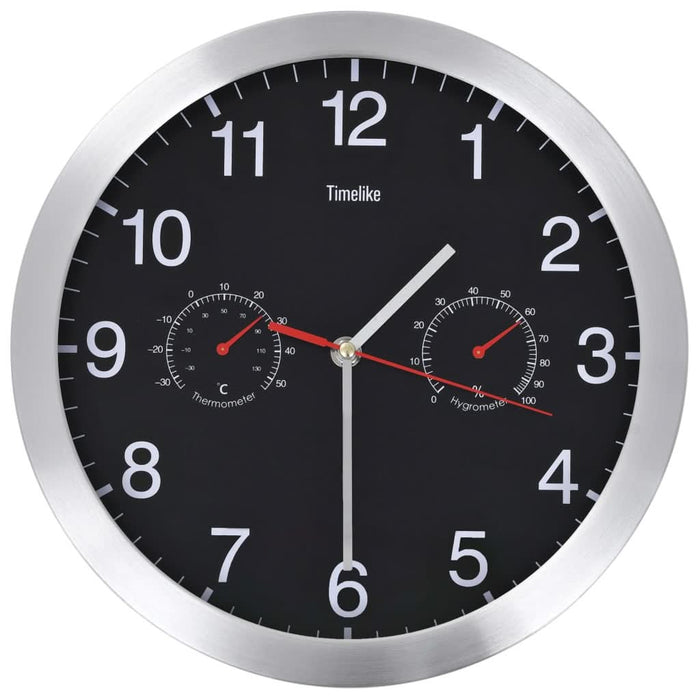 Ceas perete mecanism cuarț, higrometru/termometru, negru, 30 cm - WALTI WALTI