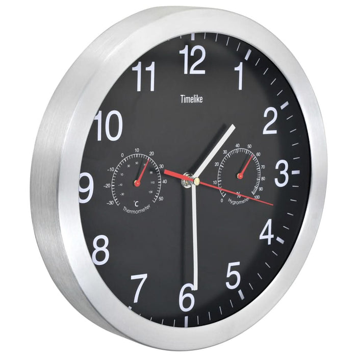 Ceas perete mecanism cuarț, higrometru/termometru, negru, 30 cm - WALTI WALTI