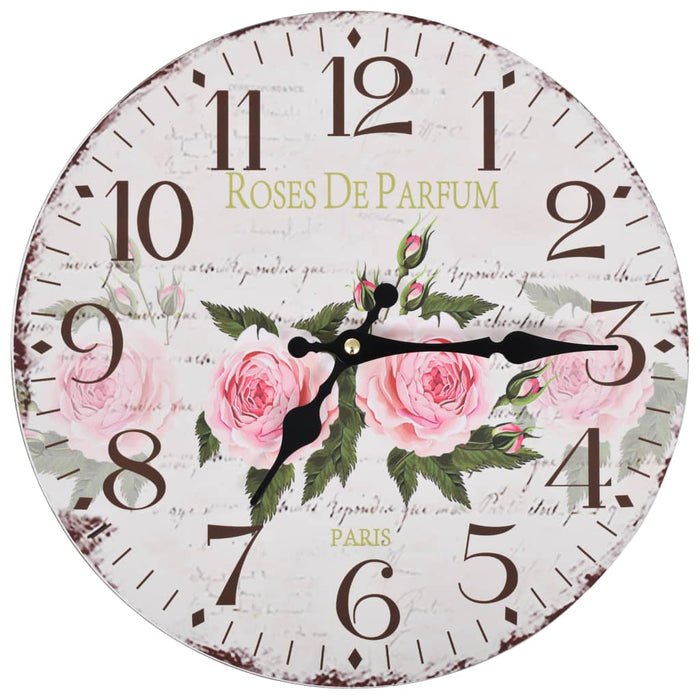 Ceas de perete vintage, 30 cm, floare - WALTI WALTI
