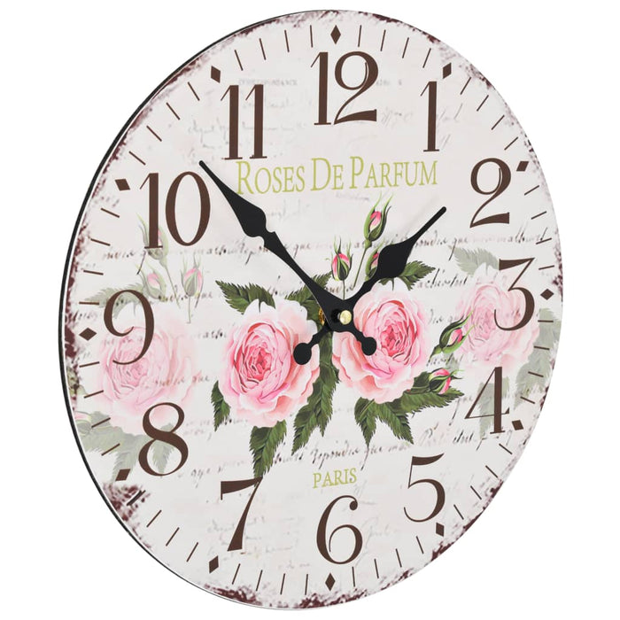 Ceas de perete vintage, 30 cm, floare - WALTI WALTI