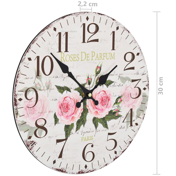 Ceas de perete vintage, 30 cm, floare - WALTI WALTI