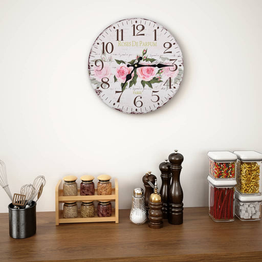 Ceas de perete vintage, 30 cm, floare - WALTI WALTI