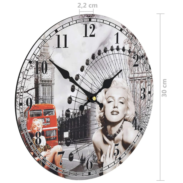 Ceas de perete vintage Marilyn Monroe, 30 cm - WALTI WALTI