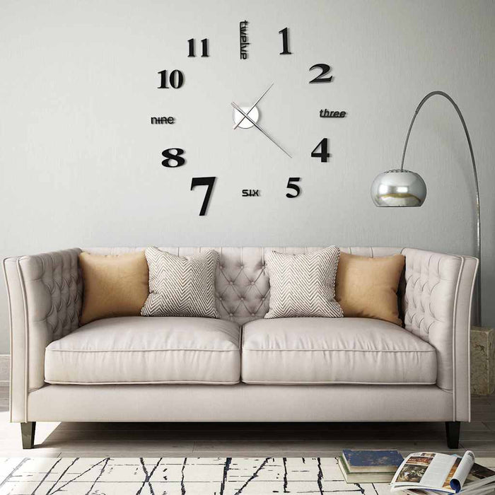Ceas de perete 3D, negru, 100 cm, XXL, design modern - WALTI WALTI
