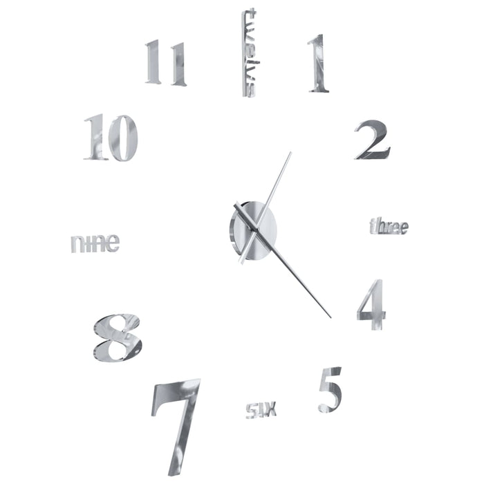 Ceas de perete 3D, argintiu, 100 cm, XXL, design modern - WALTI WALTI