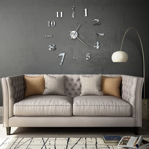 Ceas de perete 3D, argintiu, 100 cm, XXL, design modern - WALTI WALTI