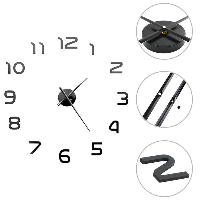 Ceas de perete 3D, negru, 100 cm, XXL, design modern - WALTI WALTI