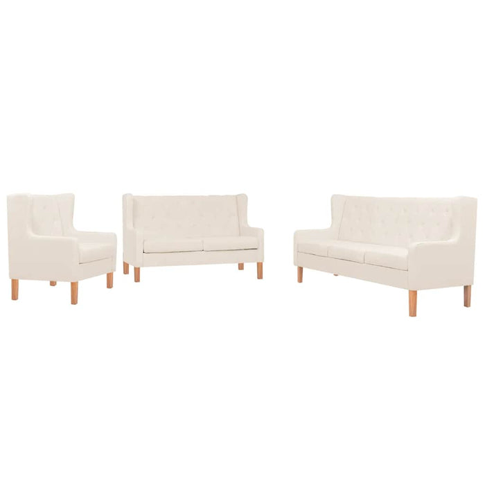 Set de canapele, 3 piese, alb crem, material textil - WALTI WALTI