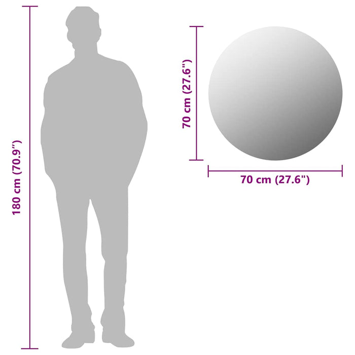 Oglindă de perete, 70 cm, sticlă, rotundă - WALTI WALTI
