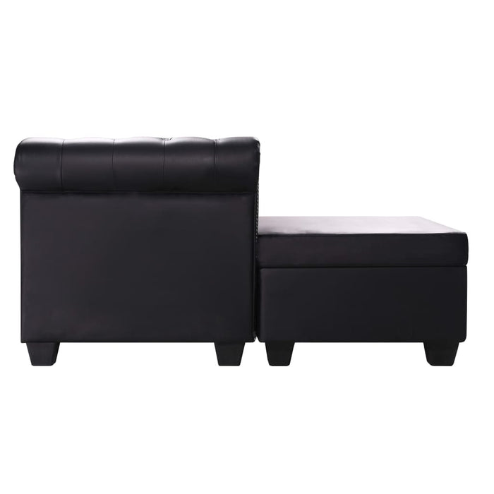 Canapea Chesterfield în formă de L, piele artificială, negru WALTI