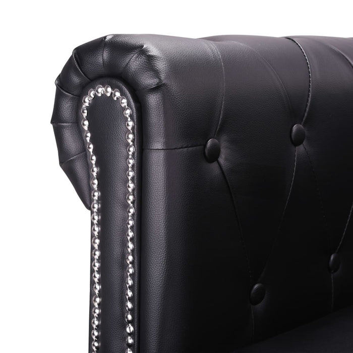 Canapea Chesterfield în formă de L, piele artificială, negru WALTI