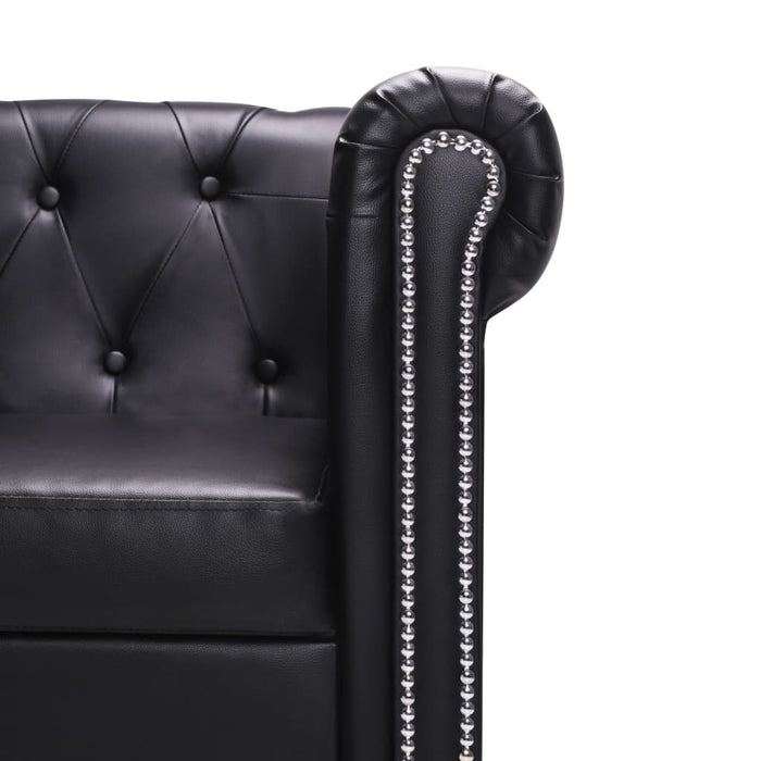 Canapea Chesterfield în formă de L, piele artificială, negru WALTI