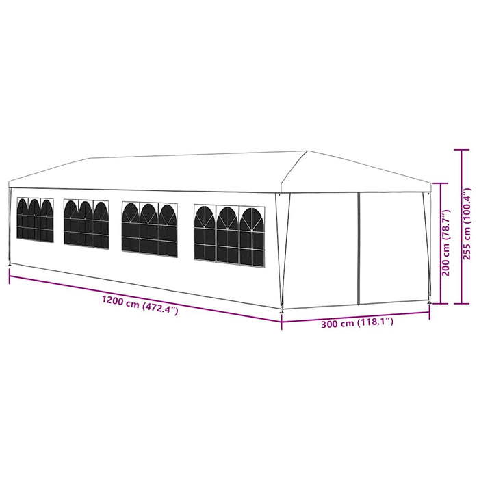 Pavilion de grădină 3 x 12 m, albastru - WALTI WALTI