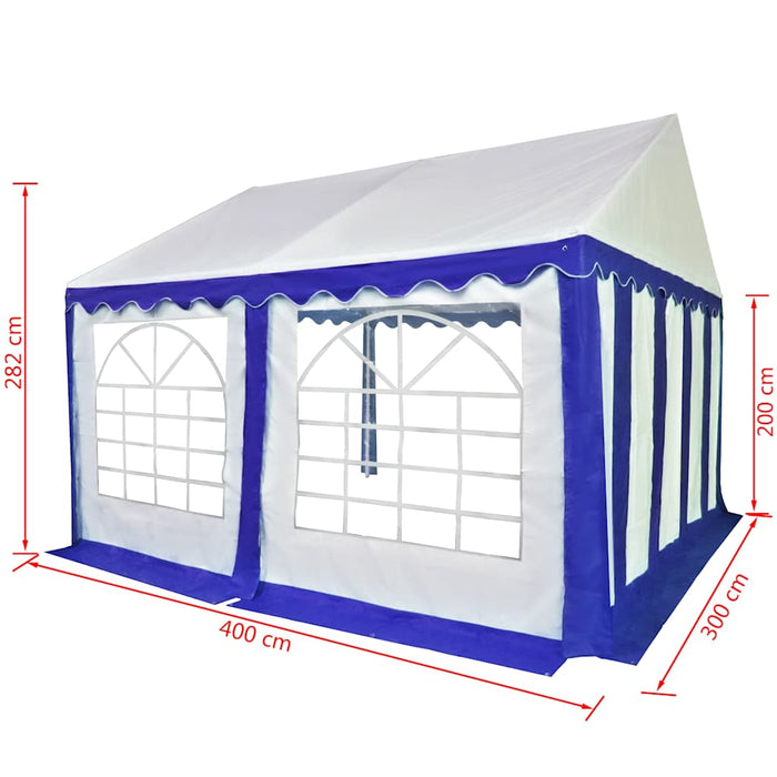 Pavilion de grădină, albastru și alb, 3 x 4 m, PVC WALTI