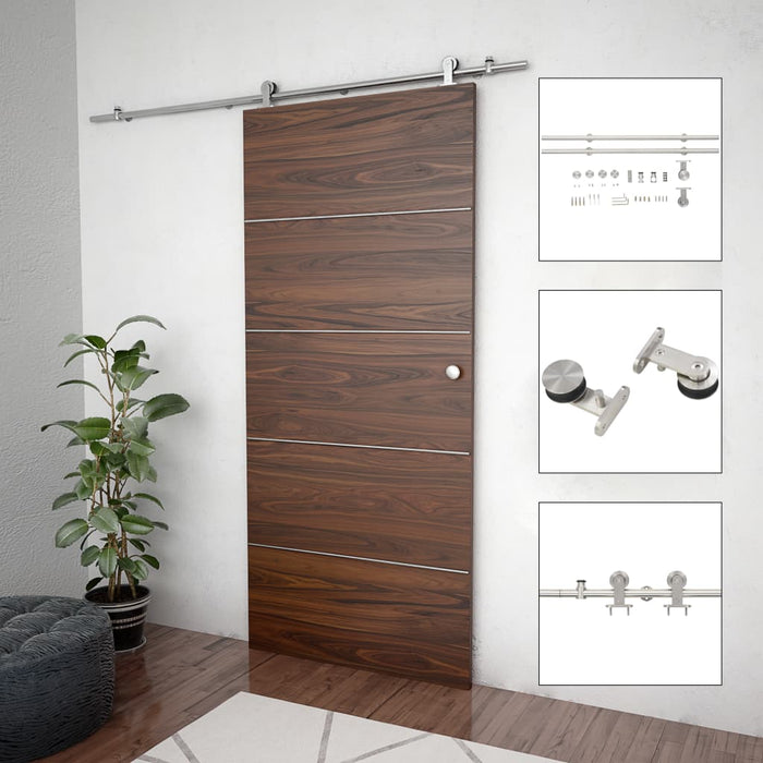 Set piese pentru ușă glisantă, argintiu, 183 cm oțel inoxidabil - WALTI WALTI