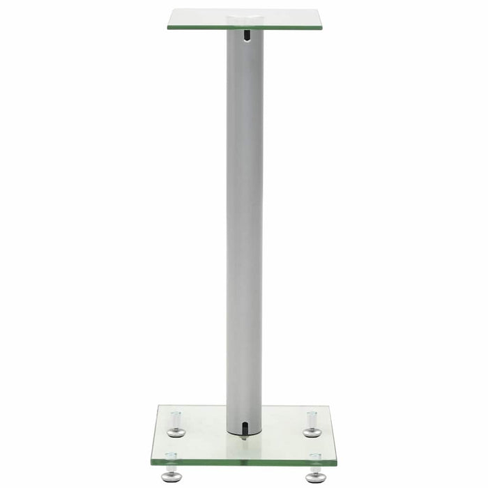 Standuri boxe 2 buc., sticlă călită, design coloană, argintiu WALTI