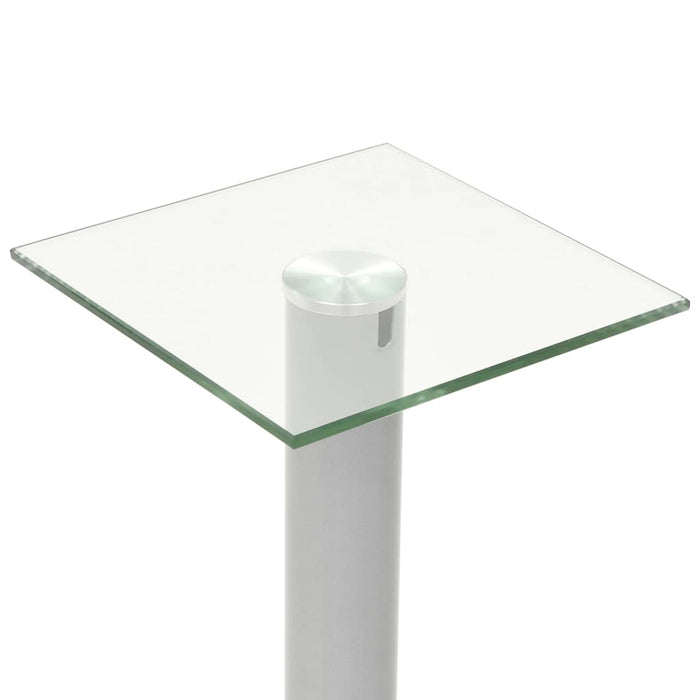 Standuri boxe 2 buc., sticlă călită, design coloană, argintiu WALTI