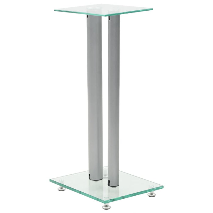 Standuri boxe 2 buc., sticlă călită, design coloană, argintiu WALTI