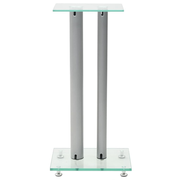 Standuri boxe 2 buc., sticlă călită, design coloană, argintiu WALTI