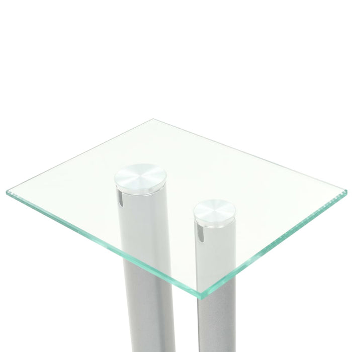 Standuri boxe 2 buc., sticlă călită, design coloană, argintiu WALTI