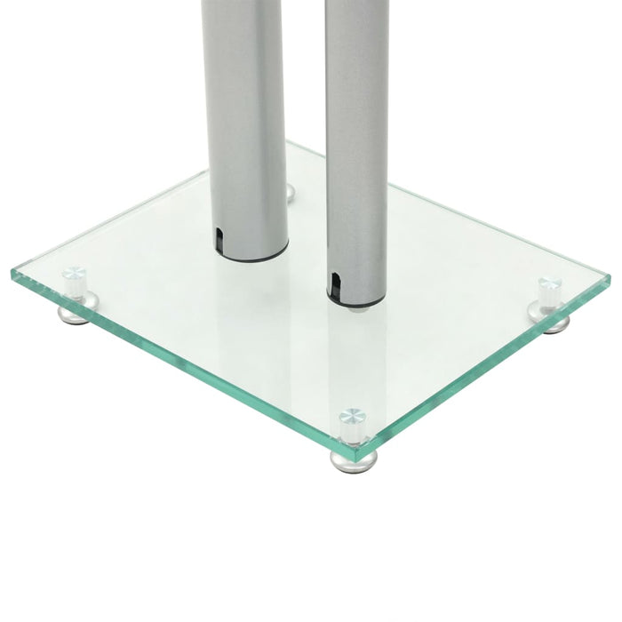 Standuri boxe 2 buc., sticlă călită, design coloană, argintiu WALTI