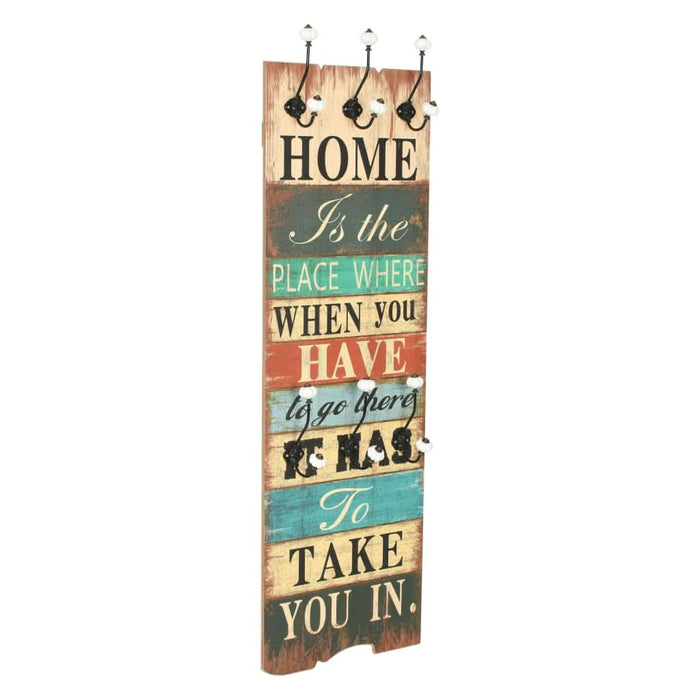 Cuier de perete cu 6 cârlige, 120 x 40 cm, HOME IS - WALTI WALTI
